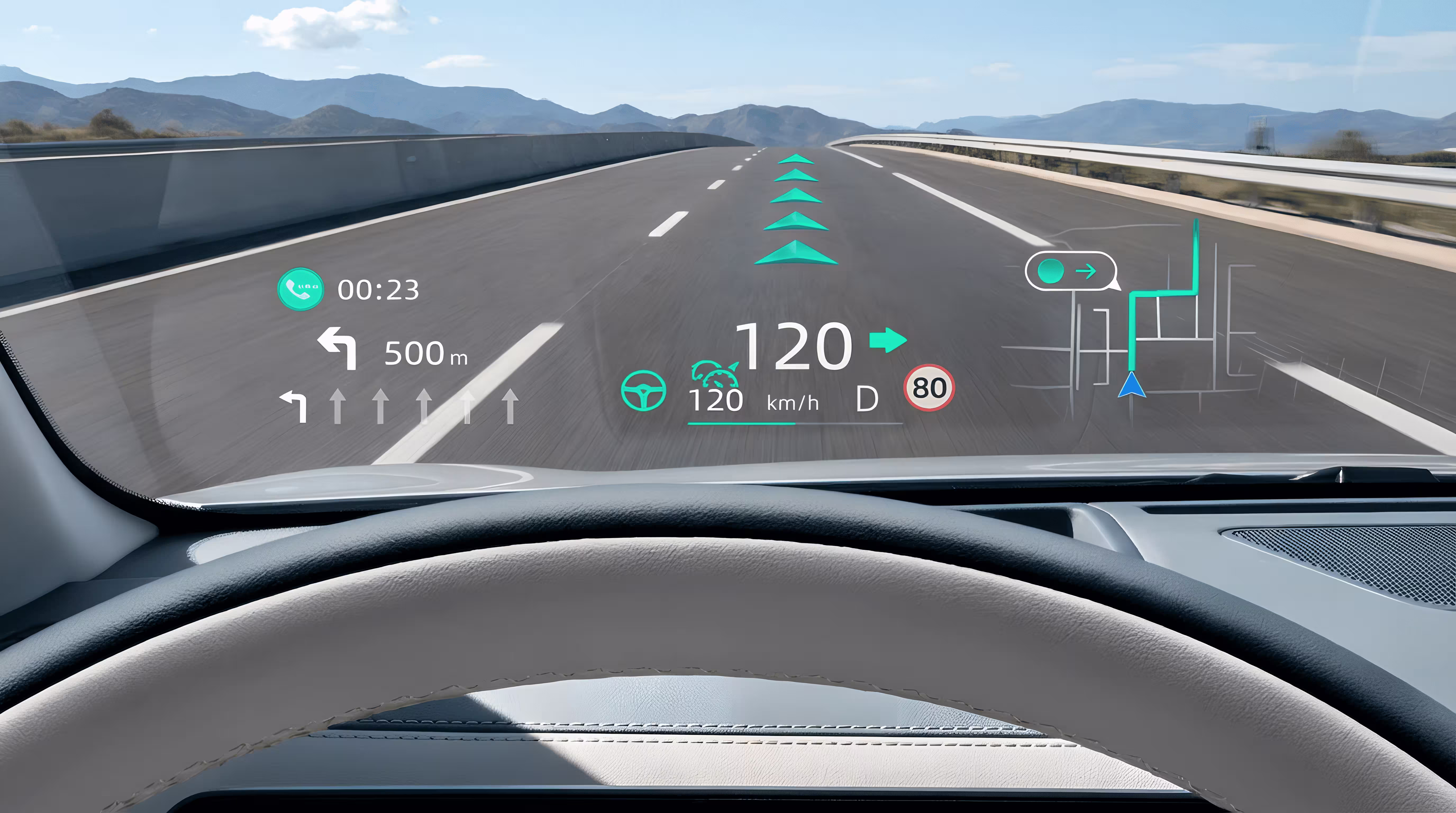 Proyección de información al parabrisas HUD